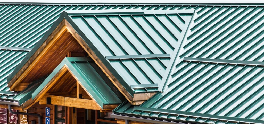 Green Metal Roof on an old Wood Building